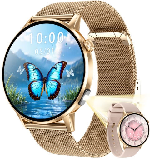 SMARTWATCH DAMSKI SLIM LATARKA AMOLED CIŚNIENIOMIERZ HRV POMIAR GLUKOZY ROZMOWY