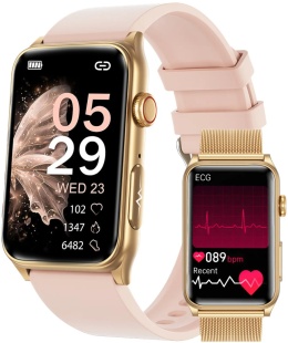 SMARTWATCH DAMSKI ZEGAREK EKG HRV POMIAR CUKRU CIŚNIENIA TEMPERTATURA BMI