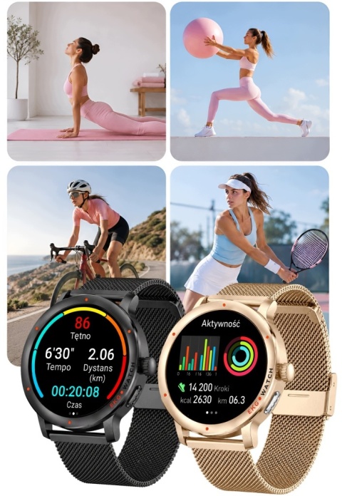 SMARTWATCH EKG HRV ZEGAREK DLA KOBIETY ROZMOWY CIŚNIENIOMIERZ AMOLED PL