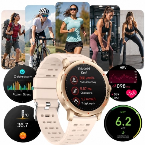 SMARTWATCH EKG HRV ZEGAREK DLA KOBIETY ROZMOWY CIŚNIENIOMIERZ AMOLED PL