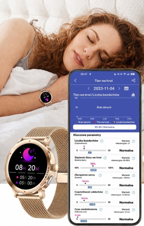 SMARTWATCH EKG HRV ZEGAREK DLA KOBIETY ROZMOWY CIŚNIENIOMIERZ AMOLED PL