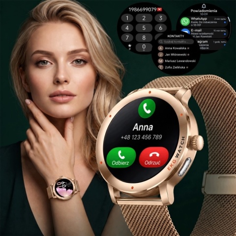 SMARTWATCH EKG HRV ZEGAREK DLA KOBIETY ROZMOWY CIŚNIENIOMIERZ AMOLED PL