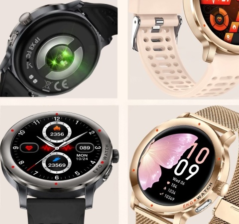 SMARTWATCH EKG HRV ZEGAREK DLA KOBIETY ROZMOWY CIŚNIENIOMIERZ AMOLED PL