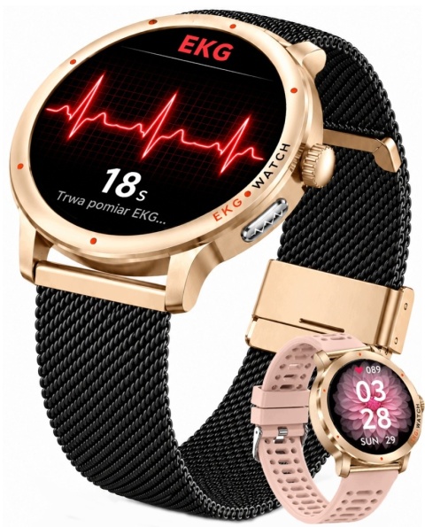 SMARTWATCH EKG HRV ZEGAREK DLA KOBIETY ROZMOWY CIŚNIENIOMIERZ AMOLED PL