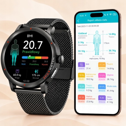 SMARTWATCH EKG HRV ZEGAREK DLA KOBIETY ROZMOWY CIŚNIENIOMIERZ AMOLED PL