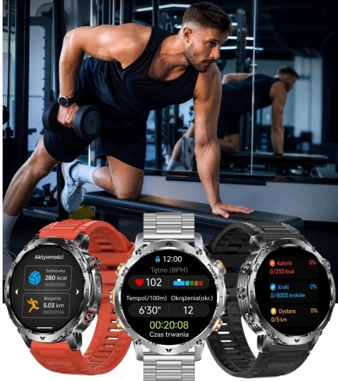 SMARTWATCH GPS 1100MAH ZEGAREK BAROMETR KOMPAS LATARKA ROZMOWY PULS SPORT