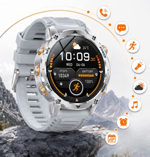 SMARTWATCH GPS 1100MAH ZEGAREK BAROMETR KOMPAS LATARKA ROZMOWY PULS SPORT