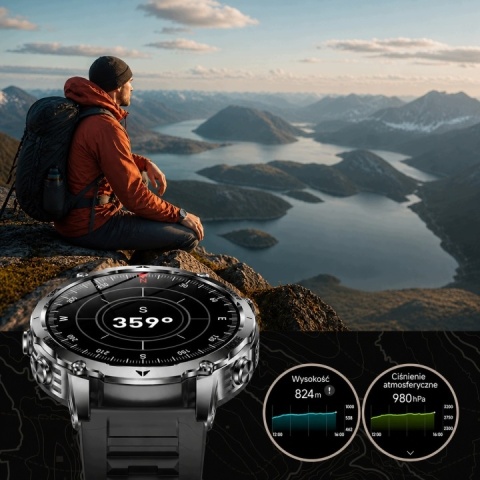 SMARTWATCH GPS 1100MAH ZEGAREK BAROMETR KOMPAS LATARKA ROZMOWY PULS SPORT