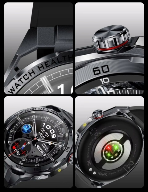 SMARTWATCH ZEGAREK EKG LATARKA PPG CIŚNIENIOMIERZ GLUKOZA ROZMOWY HRV