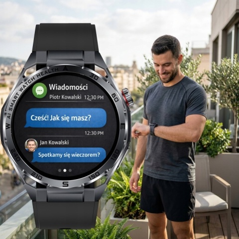 SMARTWATCH ZEGAREK EKG LATARKA PPG CIŚNIENIOMIERZ GLUKOZA ROZMOWY HRV