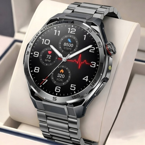 SMARTWATCH ZEGAREK EKG LATARKA PPG CIŚNIENIOMIERZ GLUKOZA ROZMOWY HRV