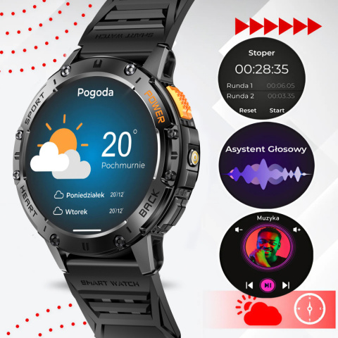 SMARTWATCH Zegarek Męski LATARKA Ciśnieniomierz ROZMOWY 530mAH AMOLED IP68 SMARTWATCH Zegarek Męski LATARKA Ciśnieniomierz ROZMOWY 530mAH AMOLED IP68