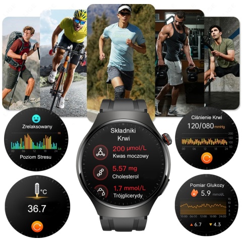 Smartwatch TiTANiUM Zegarek Ciśnieniomierz EKG Glukoza HRV Smartwatch TiTANiUM Zegarek Ciśnieniomierz EKG Glukoza HRV