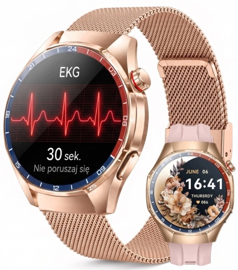 VIBE CHIC SMARTWATCH EKG DAMSKI CIŚNIENIOMIERZ POMIAR GLUKOZY AMOLED ROZMOWY
