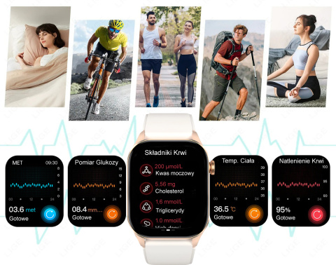 Zegarek Damski Smartwatch GLUKOZA 380MAH ROZMOWY AMOLED Ciśnieniomierz Zegarek Damski Smartwatch GLUKOZA 380MAH ROZMOWY AMOLED Ciśnieniomierz