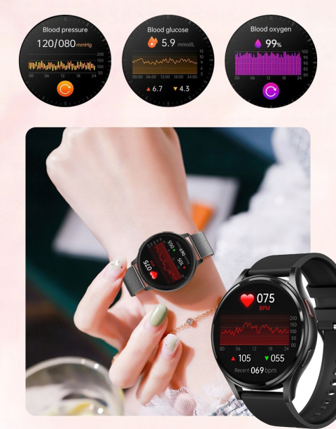 Zegarek Smartwatch Damski EKG Glukoza HRV BMI AMOLED CIŚNIENIOMIERZ ROZMOWY HRV2025 Zegarek Smartwatch Damski EKG Glukoza HRV BMI AMOLED CIŚNIENIOMIERZ ROZMOWY HRV2025